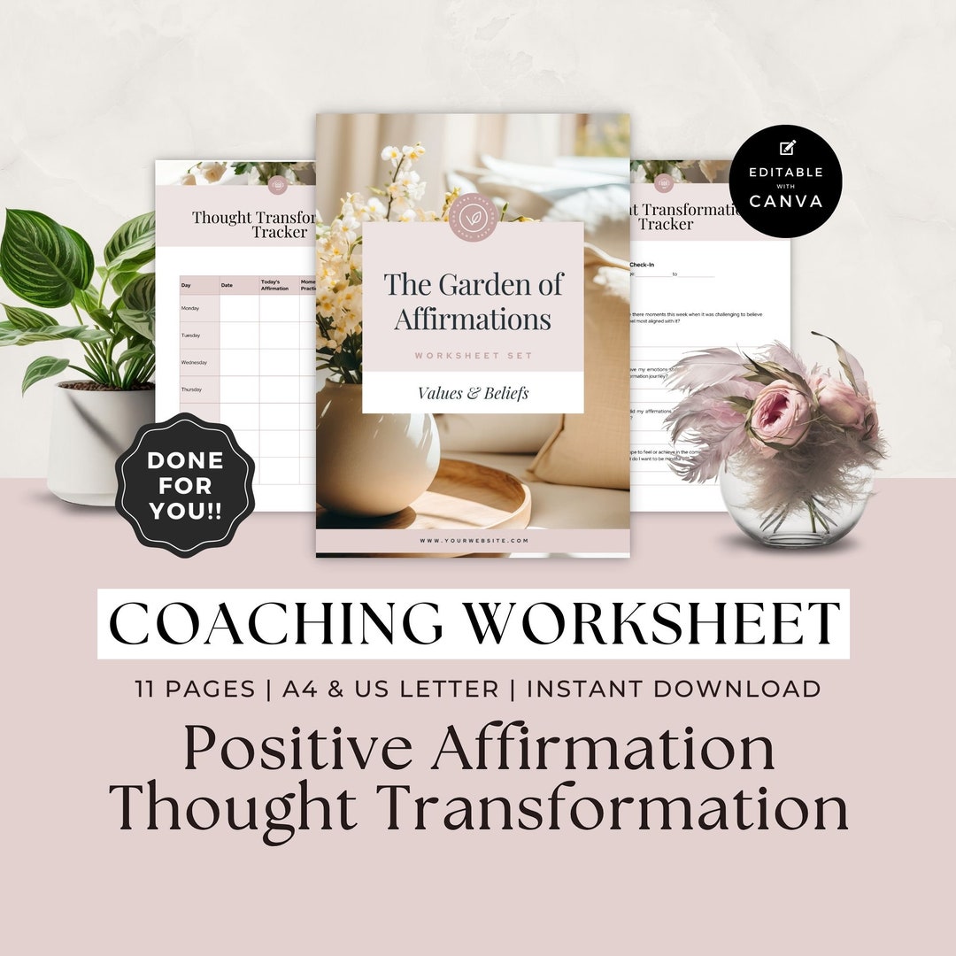 Coaching Worksheet Template, Life Coach Workbook, Client Session