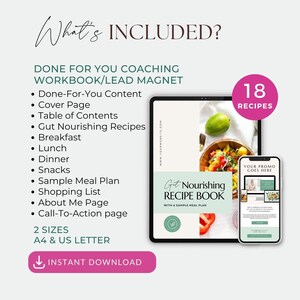Modelo de Programa de Coaching de Saúde, Coach de Nutrição, Conteúdo sobre Saúde Intestinal, Plano Alimentar PLR, E-book Pronto para Uso, Ímã de Leads, Nutricionista, Canva imagem 2