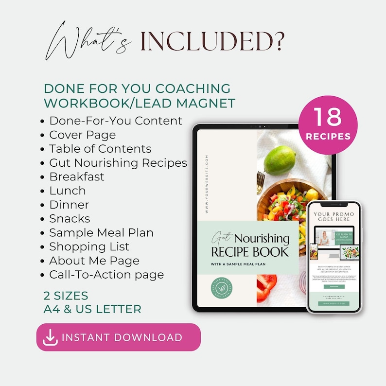 Modelo de Programa de Coaching de Saúde, Coach de Nutrição, Conteúdo sobre Saúde Intestinal, Plano Alimentar PLR, E-book Pronto para Uso, Ímã de Leads, Nutricionista, Canva imagem 2
