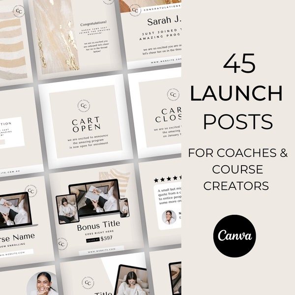 Course Launch Canva Templates, Course Launch Instagram Posts, Canva Instagram Templates, Instagram Templates for Course Creators Canva, NTRL