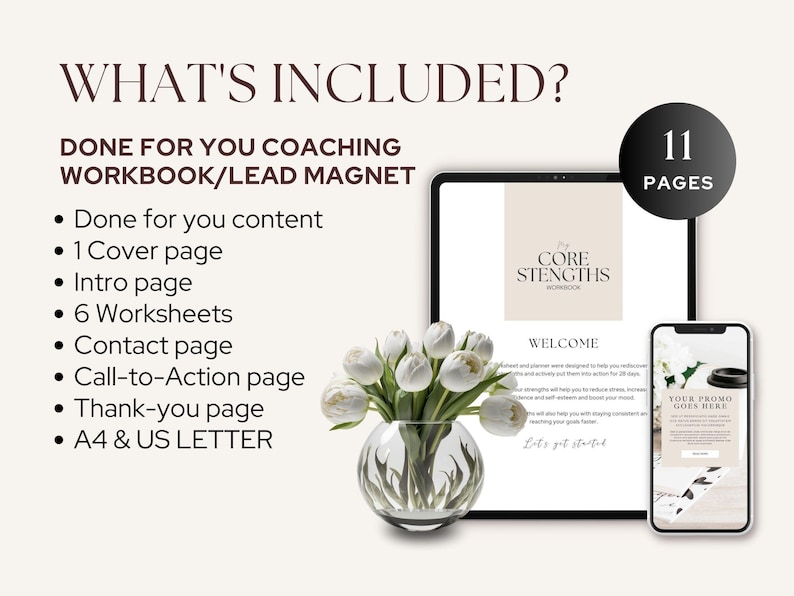 Coaching Worksheets, Client Strengths Assessment Tool, Done For You Workbook, Life Coach, Business, Career, Course Creator, Canva Template image 2