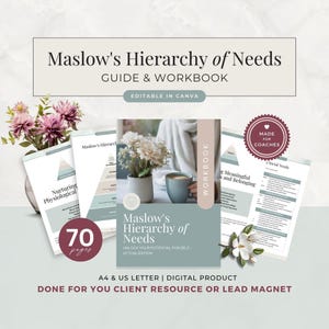 Maslows hierarchische Bedürfnisse Arbeitsbuch, Done For You Selbstfindungs-Leitfaden für Coaching Business, Journal für persönliches Wachstum, Canva-Vorlage