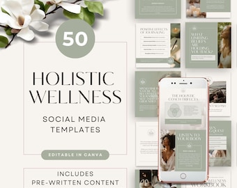 Holistic Coach Instagram Feed Content, Holistic Healing Instagram Templates, Editable Canva Social Media Posts for Wellness Practitioners