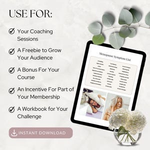 Menopause Journal & Workbook Template, Hormone Health Coaching Lead ...
