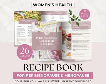 Editable Perimenopause & Menopause Recipe Book Template, 26 Hormone-Balancing Recipes for Women's Health Coaches and Nutritionists, Canva