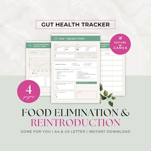 Gut Health Symptoms Tracker for Nutrition Coach, Health Coaching Tools, Food Elimination Diet, Digestion, Reintroduction, Handout, Canva