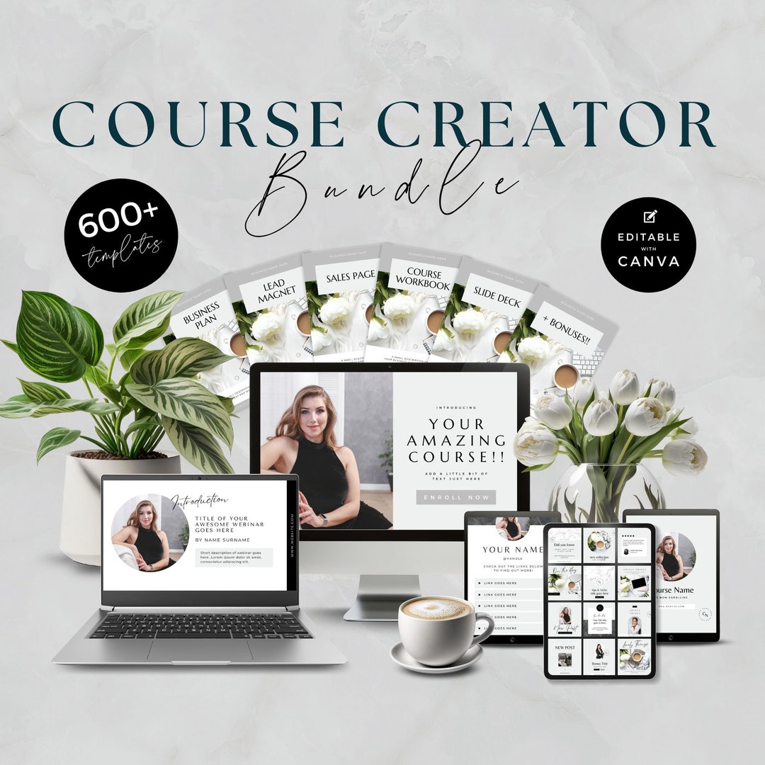 Course Creator Canva Template, Online Course Coach, Marketing Kit ...