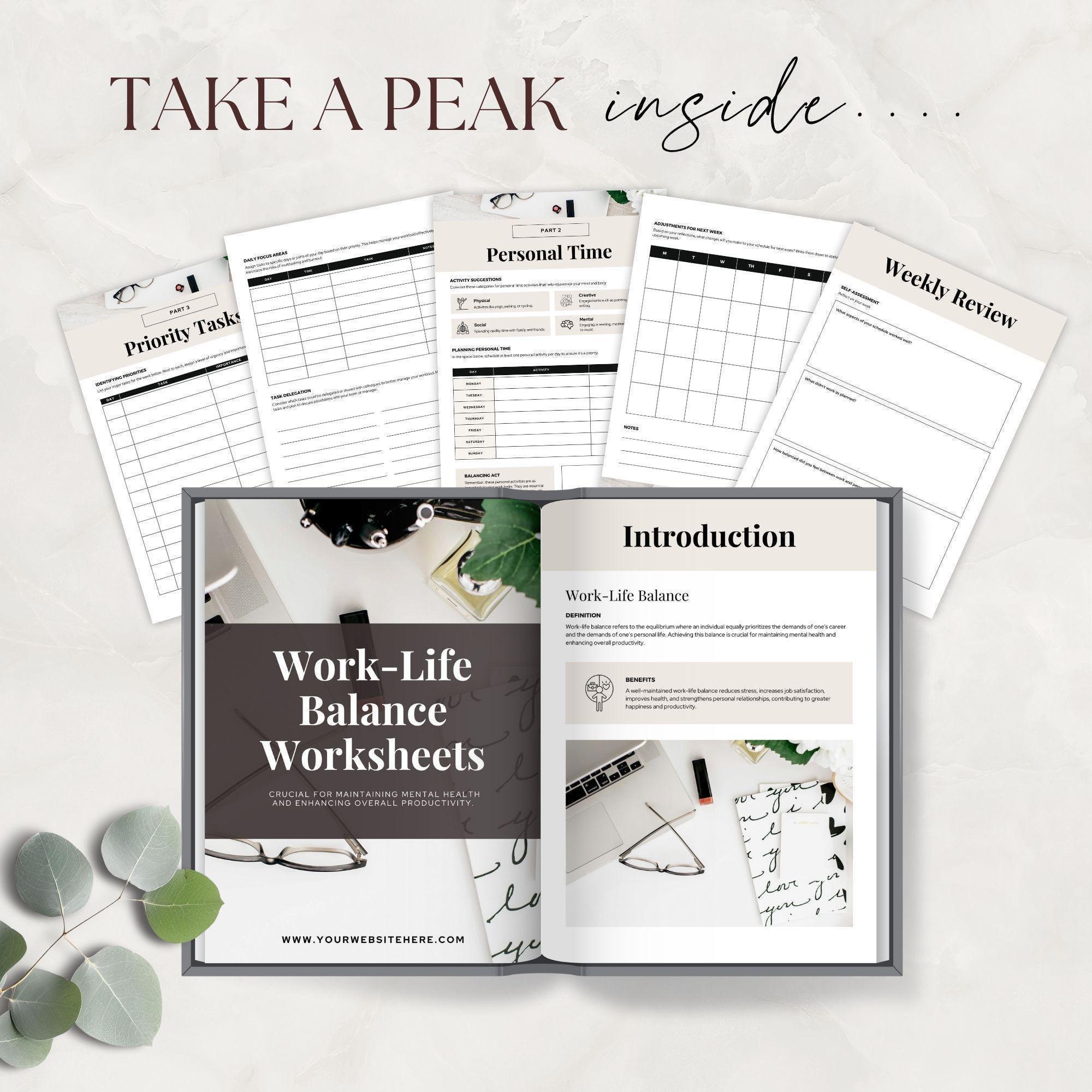 Work-life Balance Worksheet for Coaches, Counselors & Therapists ...