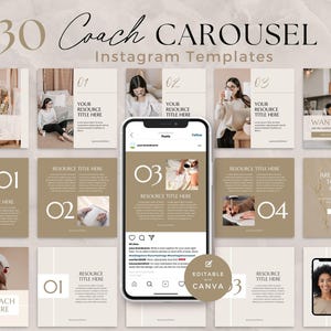 Instagram Carousel Template for Coaches, Life Coach, Slide Post, Feed Templates, Coaching Resources, Seamless, Download, Canva, Neutral