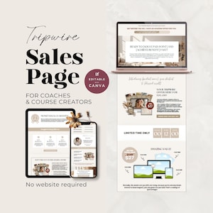 Editable Canva Tripwire Template for Coaches & Course Creators, High-Converting Sales Funnel, Customizable Low-Cost Offer Page, Opt-In