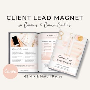 Lead Magnet Template Canva, Checklist Lead Magnet, Worksheets for Coaches, Bloggers, Opt In, Charts, Checklists, Planners, Challenges, PCH
