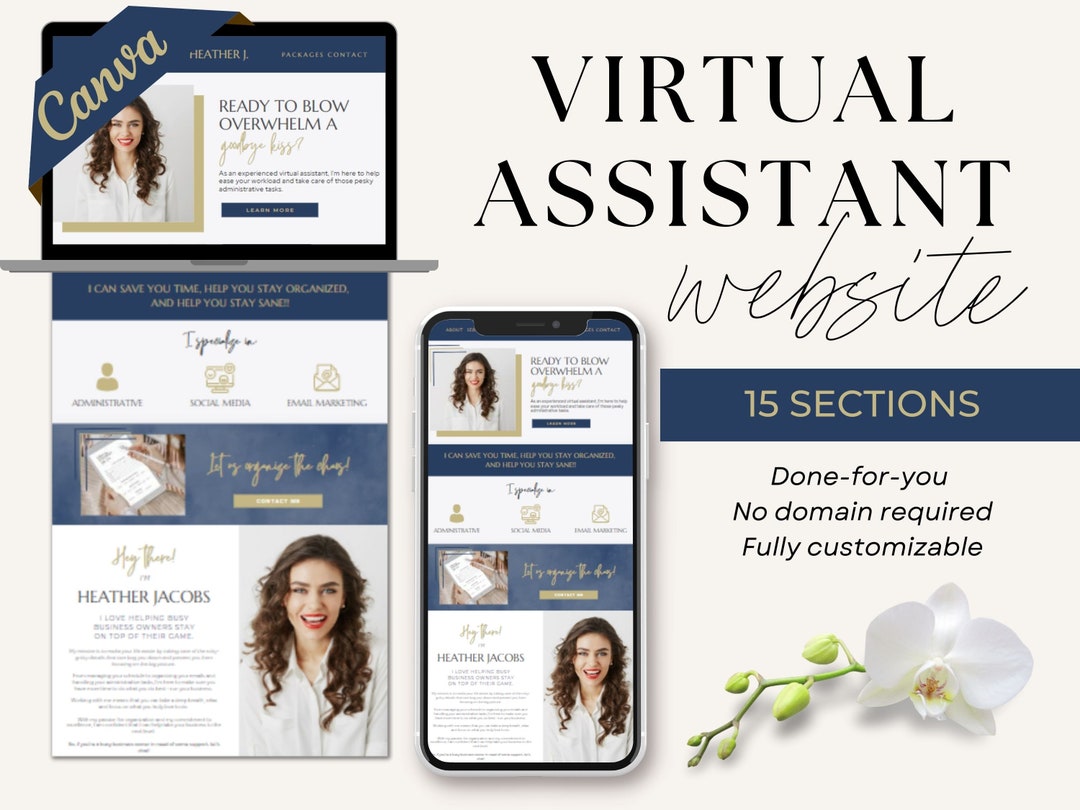 Virtual Assistant Website Canva Template VA Templates - Etsy