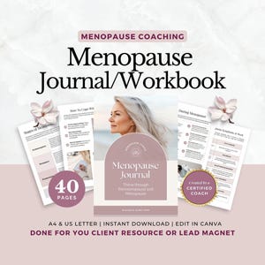 Modèle de journal et cahier d'exercices sur la ménopause, aimant pour piste de coaching en santé hormonale, contenu du programme de bien-être des femmes, guide client Done For You