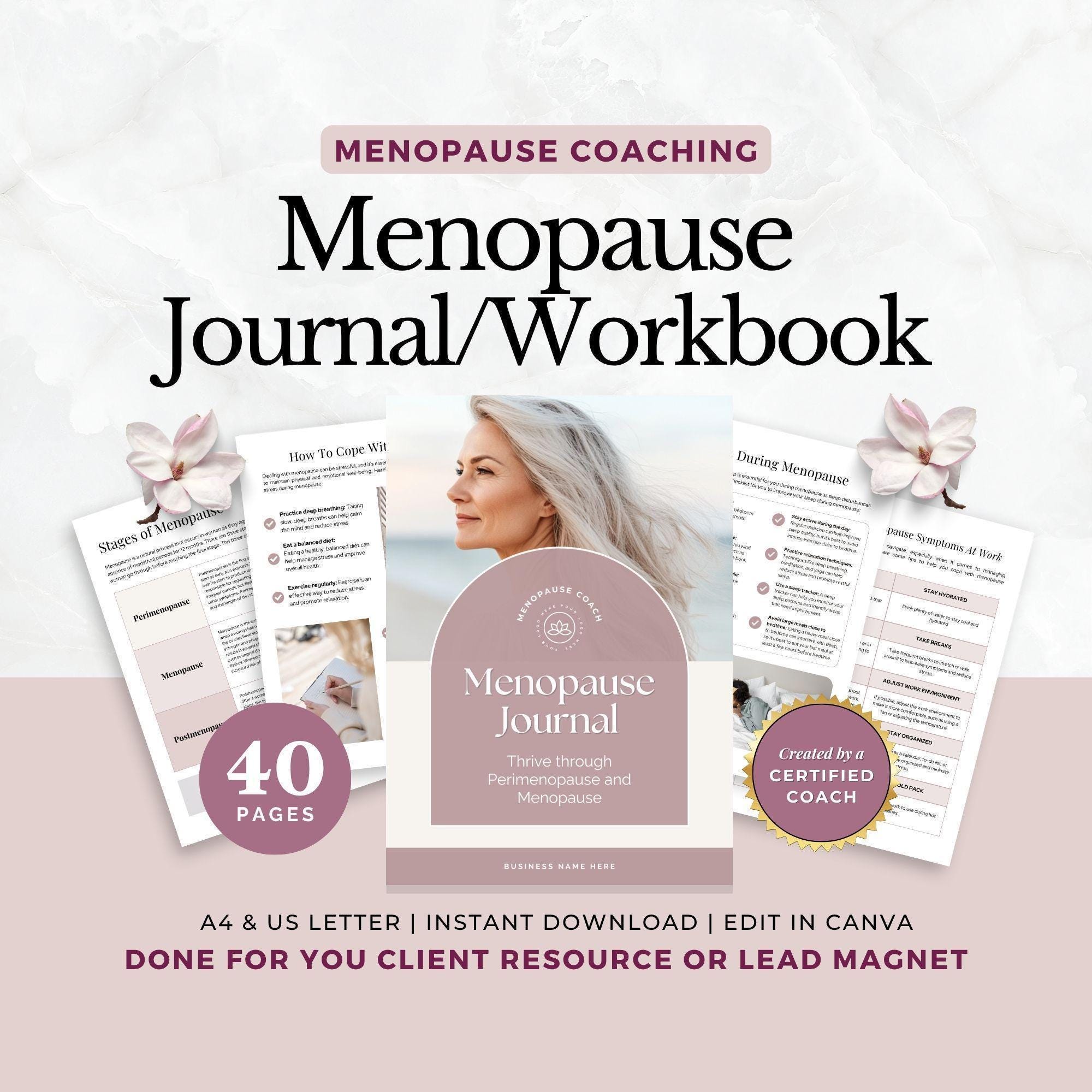 Menopause Journal & Workbook Template, Hormone Health Coaching Lead ...