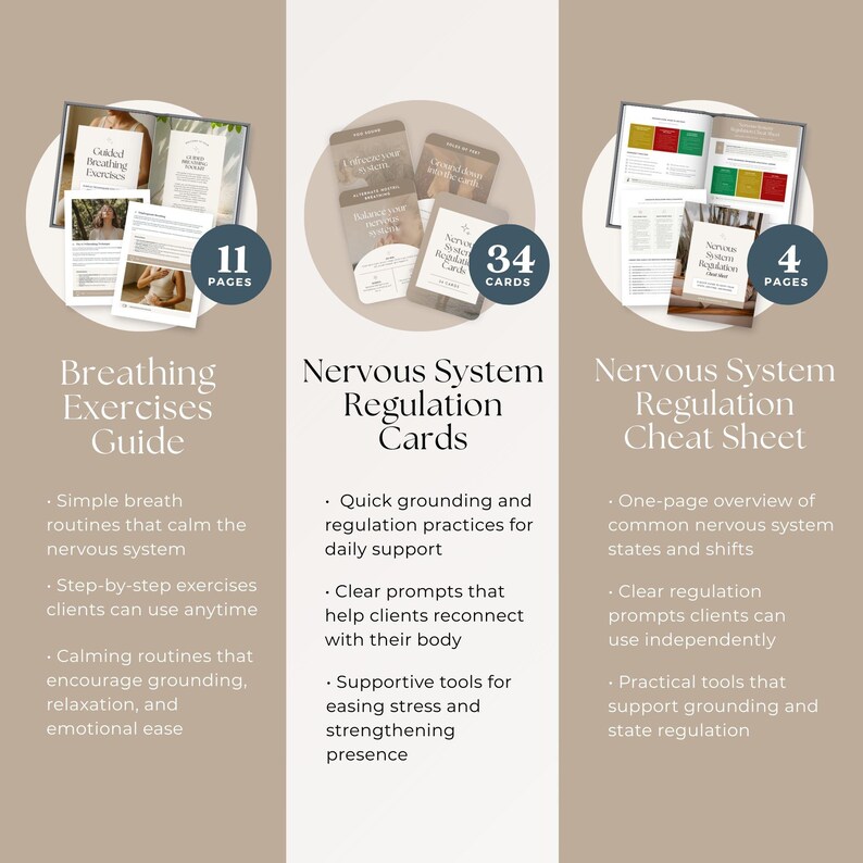 Coachtoolkit zenuwstelselregulatie Canva-sjabloon: gidsen, werkboeken, tracker, spiekbriefje, flashcards en posts op sociale media afbeelding 6