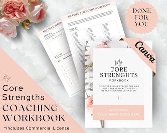 Client Strengths Assessment Tool, Coaching Worksheet Template Canva, Done For You Workbook, Life Coach, Business, Career, Self Esteem, Goals