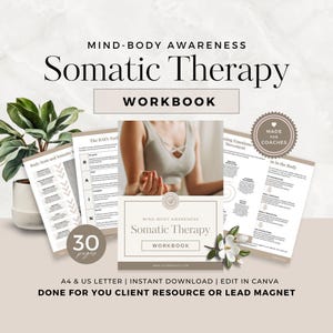Somatic Therapy Workbook for Coaches, Wellness Coaching Tool, Client Resource, Holistic Psychotherapy, Lead Magnet, Editable Canva Template