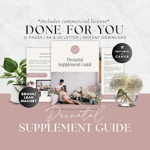 Guía de suplementos prenatales, plantilla de programa de coaching, coach de nutrición, salud reproductiva de la mujer, doula, partera, contenido hecho para usted