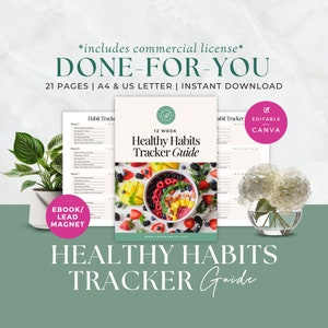 Healthy Habits Tracker, Health Coaching Program Template, Nutrition Coach, Wellbeing, Nutritionist, Done For You Content, Handout, Canva