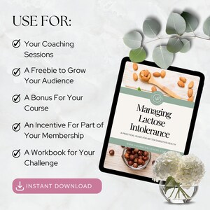 Managing Lactose Intolerance Guide Canva Template | Editable Health Coach Resource | Nutritionist Lead Magnet | Client Wellness Workbook image 3