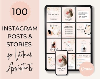 Virtuele assistent Instagram-berichtsjabloon, VA Instagram-berichten, VA Social Media Marketing, Canva Instagram-berichten, Coach, Content Creator, PCH