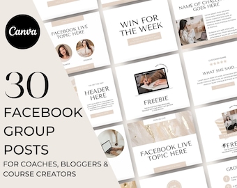 Facebook Group Posts, Facebook Posts Template Canva, Facebook Group Engagement Posts, Membership, Coaches, Bloggers, Course Creators, NTRL