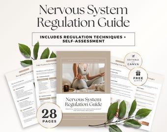 Nervous System Regulation Guide Canva Template for Wellness Coaches | Grounding Techniques, Breathing Exercises, Self-Assessment for Stress