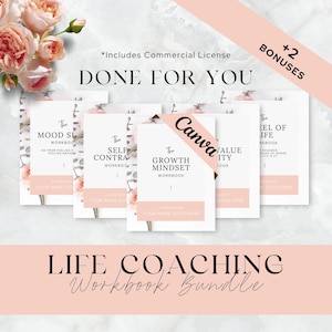 Coaching Workbook Template Bundle, Coaching Business Forms, Worksheet, Canva Templates Life Coach, Mindset, Ebook, Done For You, Editable