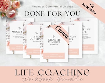 Paquete de plantillas para cuadernos de trabajo de coaching, formularios de negocios de coaching, hoja de trabajo, plantillas de Canva para coaching de vida, mentalidad, libro electrónico, listo para usar, editable