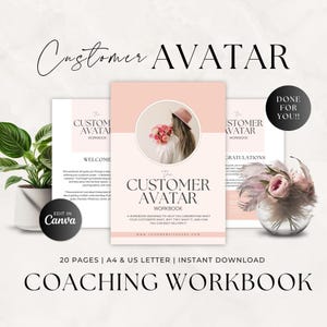Plantilla de libro de trabajo de coaching, hojas de trabajo de avatar de cliente, mercado objetivo, cliente ideal, libro electrónico de coach empresarial, contenido hecho para usted, imán principal