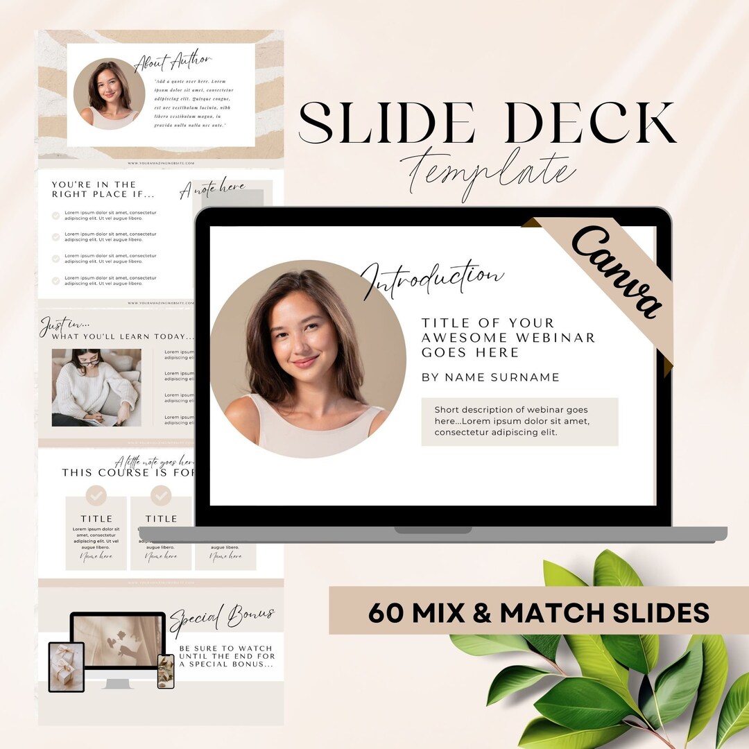 inar Slide Deck Canva Template, Business Pitch Deck Template, Course Slide Deck, Online
