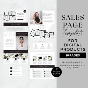 Sales Page Template for Product Canva, Canva Digital Product Sales Page, Digital Products Template, Ebook Template Business Coaching, MDRN