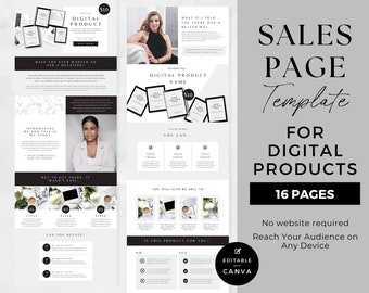 Sales Page Template for Product Canva, Canva Digital Product Sales Page, Digital Products Template, Ebook Template Business Coaching, MDRN