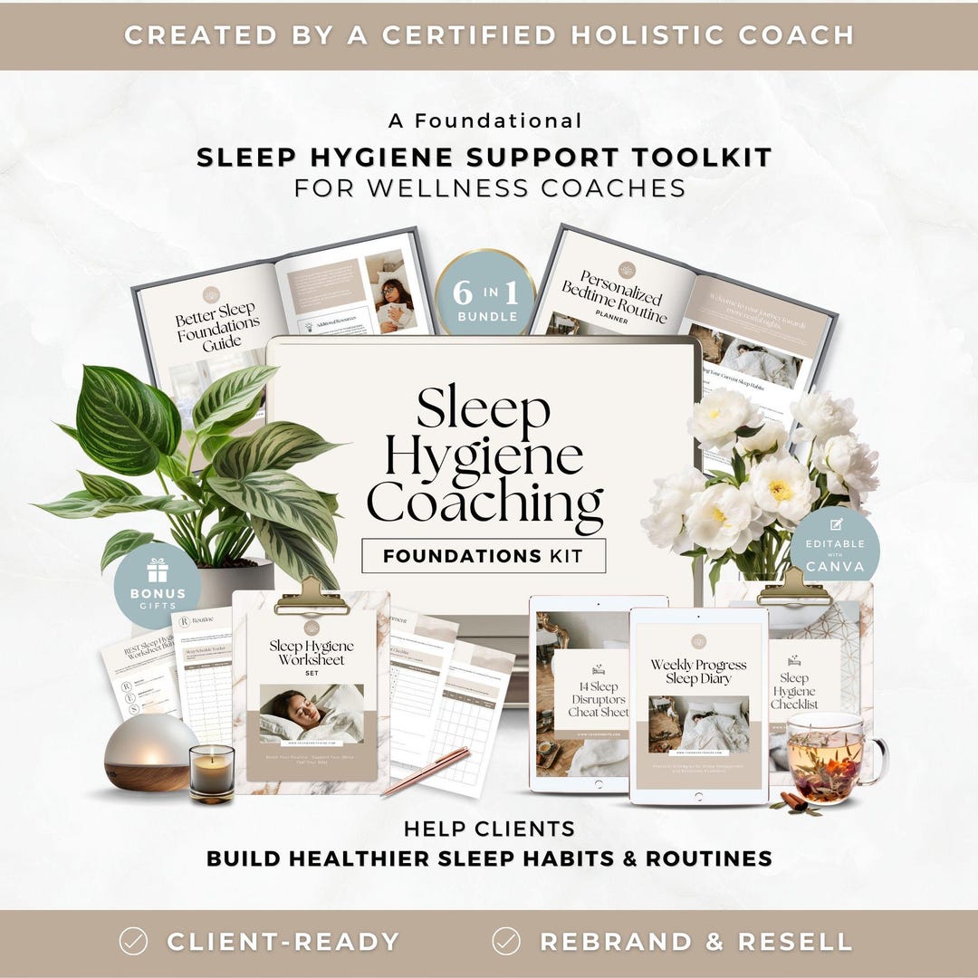 Sleep Hygiene Toolkit Canva Template Bundle for Wellness Coaches: Sleep ...