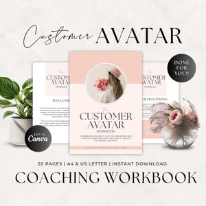 Coaching Workbook Template, Customer Avatar Worksheets, Target Market, Dream Client, Business Coach Ebook, Done For You Content, Lead Magnet