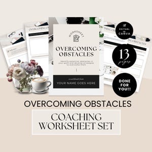 Überwindung von Hindernissen Arbeitsblatt-Set für Coaches & Coaches, perfekt für Kundensitzungen, Programme und Bleimagneten, Wachstumsmentalität, Canva