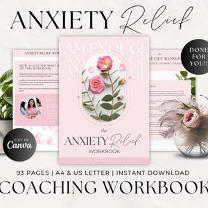Anxiety Relief Workbook Journal, Managing Anxiety Worksheet, Canva Template Coach, Done For You Program, Self Love, Self Worth, Prompts