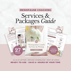 Services & Pricing Guide for Menopause Coaches, Canva Template, Hormone Health Coaching, Client Onboarding, Editable Proposal Kit, Flyer