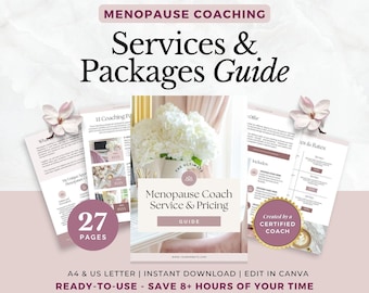 Services & Pricing Guide for Menopause Coaches, Canva Template, Hormone Health Coaching, Client Onboarding, Editable Proposal Kit, Flyer
