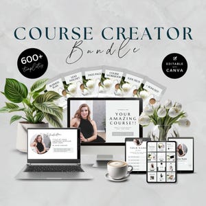 コース作成者 Canva テンプレート、オンライン コース コーチ、マーケティング キット プレゼンテーション、Done for You、バンドル、ツールキット、プランナー、編集可能、MDRN