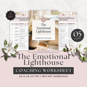 Emotional Intelligence Worksheet Template, Life Coach Content, Coaching Questions, Client Session, Self Discovery Tool, Done For You, Canva