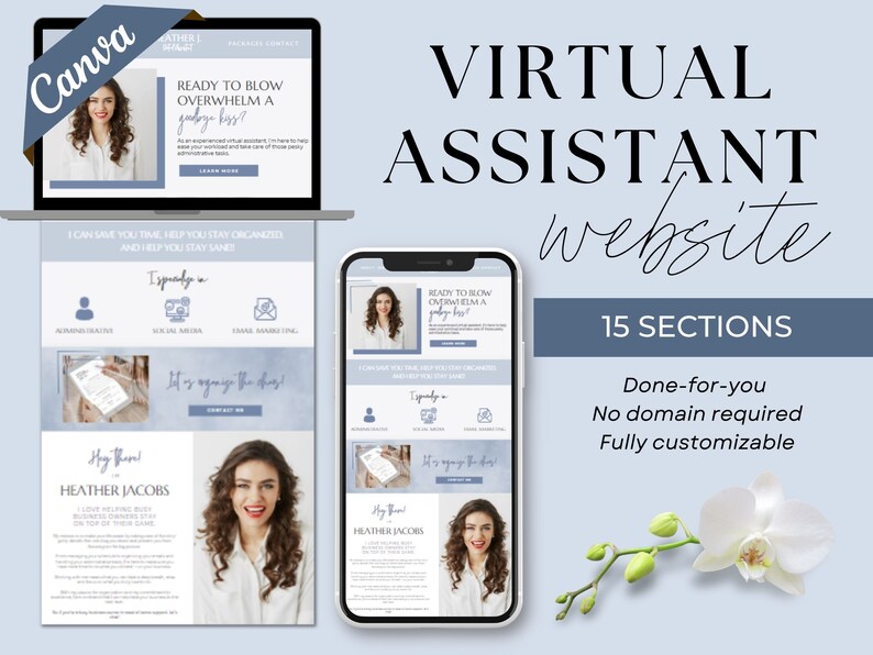 Virtual Assistant Website Template Canva VA Templates Social - Etsy