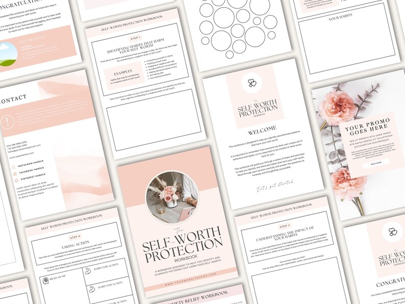 Self Worth Workbook, Coaching Worksheet Template Canva, Done for You ...