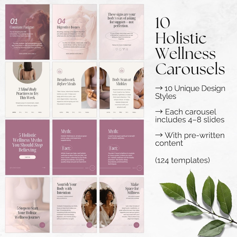 Holistic Health Instagram Bundle, Editable Posts Stories Reels Carousels Highlights Quotes, Holistic Coach Social Media, Wellness Branding image 4