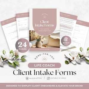 Life Coach Intake Form New Client Onboarding Questionnaire Welcome Packet Goal Setting Worksheets Coaching Service Agreement Consent Form