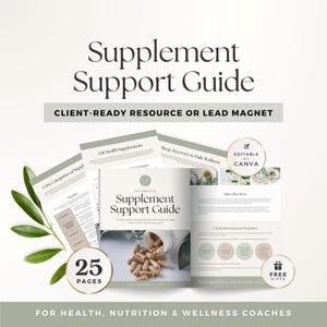 Supplement Guide for Coaches Canva Template | Client Education for Nutrition, Gut Health, Hormones, Sleep Support & Wellness
