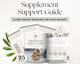 Supplement Guide for Coaches Canva Template | Client Education for Nutrition, Gut Health, Hormones, Sleep Support & Wellness