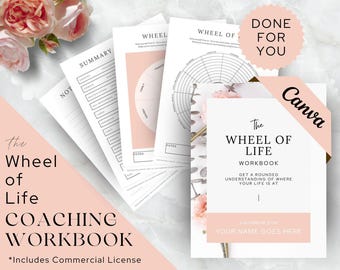 Wheel of Life, Coaching Worksheet Canva Template, Done For You Workbook, Life Coach, Business, Career, Mindset, Life Circle, Personal Growth