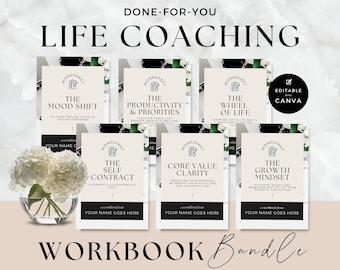 Coaching Worksheet Bundle, Life Coaching Workbook Template, Success Toolkit,  Mindset, Editable Ebook, Done For You Content, Canva Templates