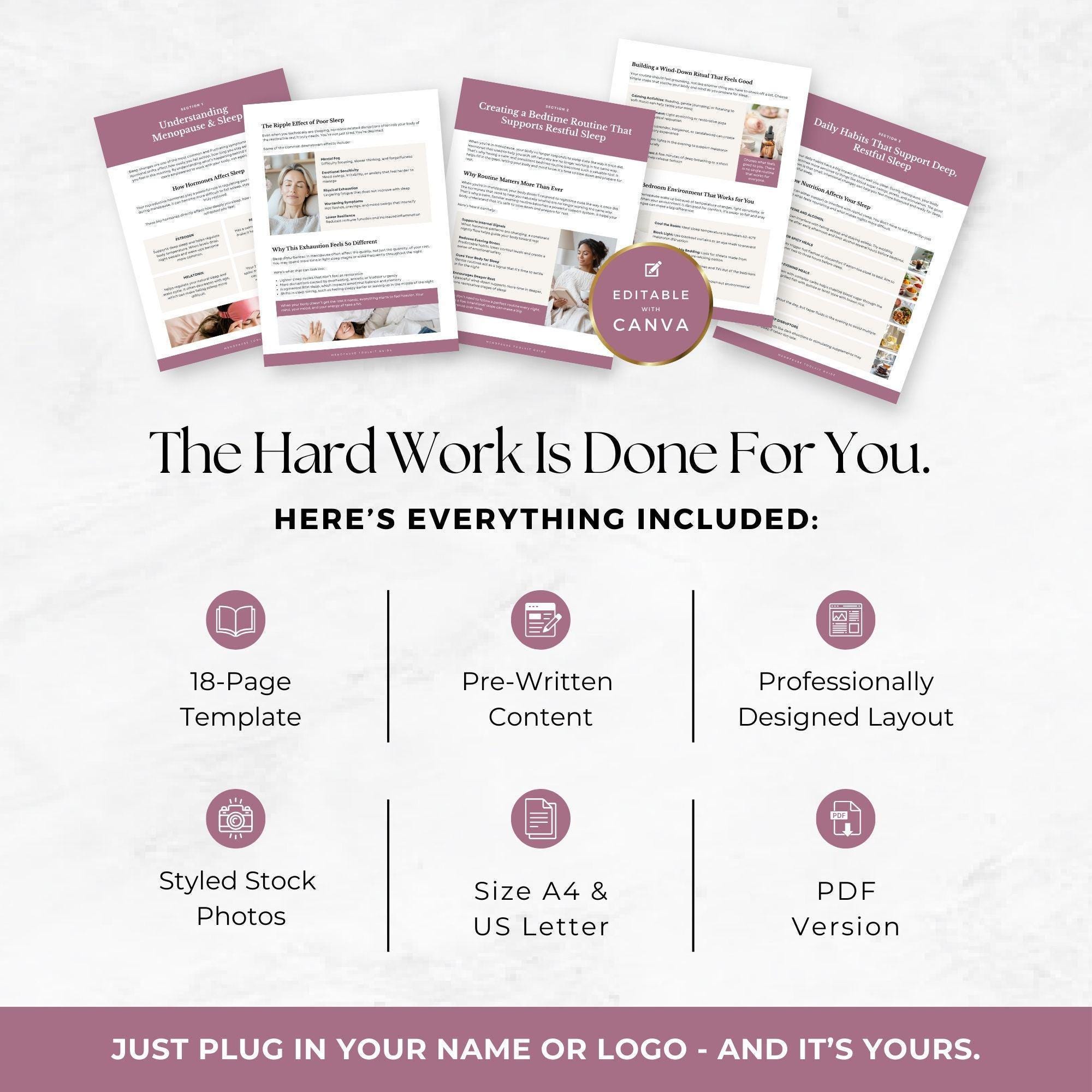 Menopause Sleep Guide Canva Template, Perimenopause Wellness Handout ...